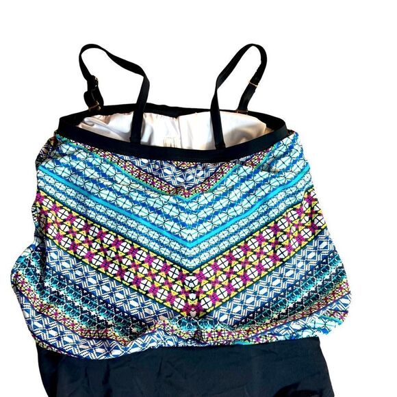 Jantzen Chevron Faux Tankini One Piece Swimsuit - Picture 6 of 9